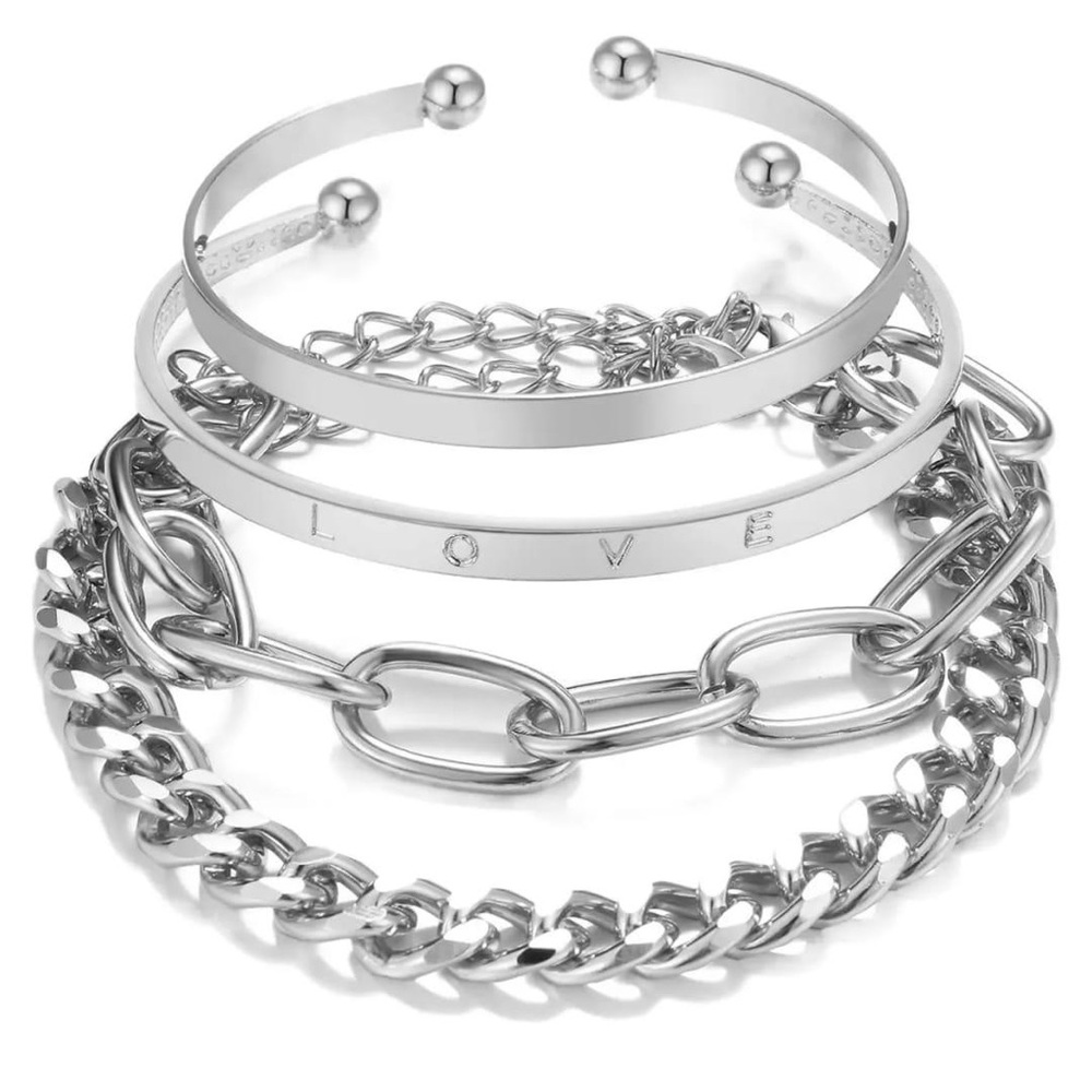 Silver-Tone Men’s Multi-Chain Bracelet Set - Picture 3 of 4